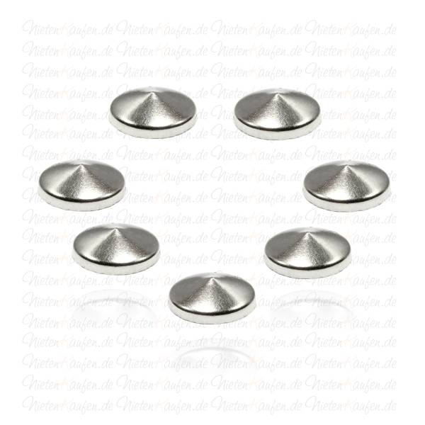 Hotfix Kegelnieten zum Aufbügeln in Silber 10 mm