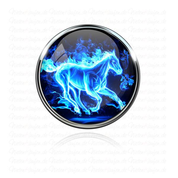 Blue Fire Horse Chunk Button für 18 mm Chunk Druckknopf Systeme