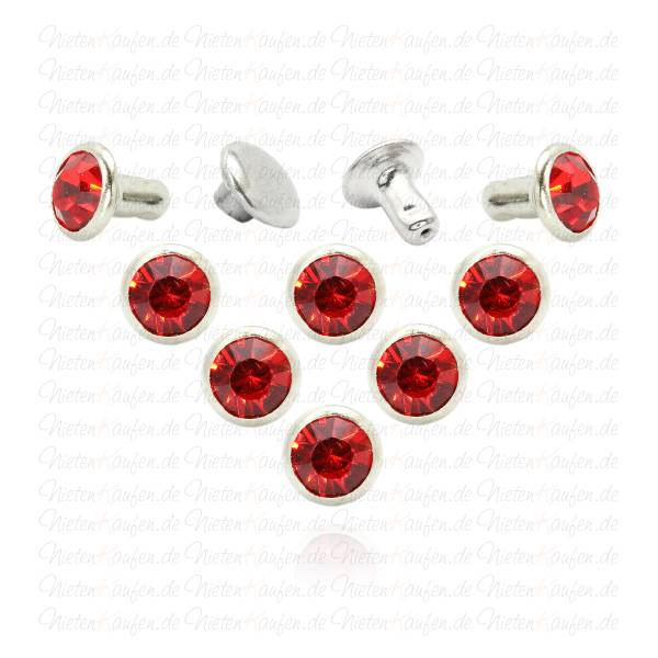 Rote 6mm Chatonnieten - Strassnieten - Hohlnieten