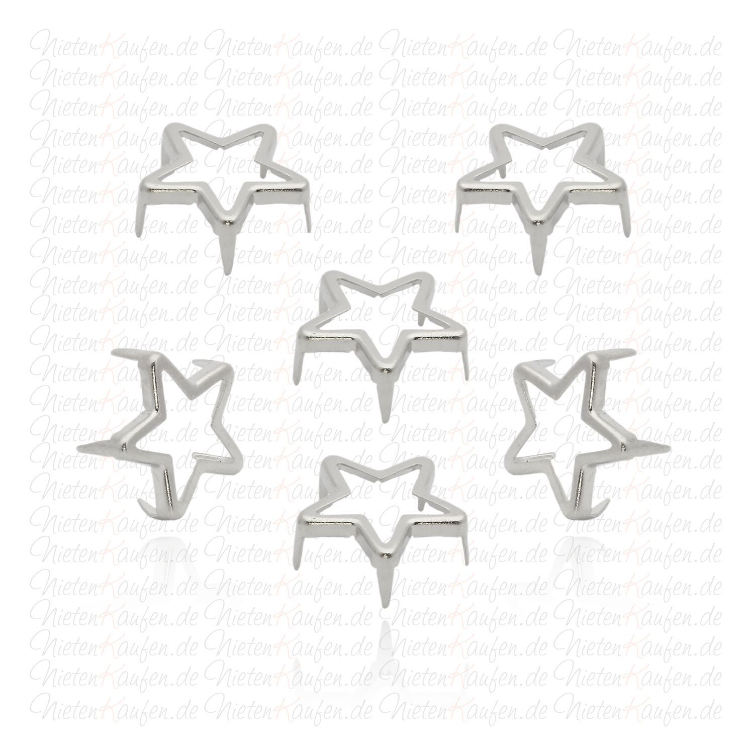 50 Stück Ziernieten Nieten Krallennieten"Stern" 10 mm silber  NEU rostfrei #617# 