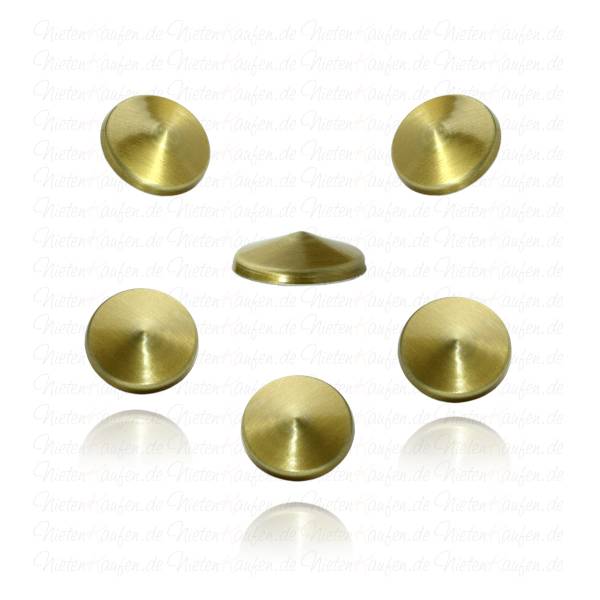 Hotfix Kegelnieten zum Aufbügeln in Altmessing 12 mm
