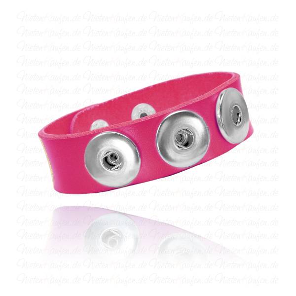 Pinkfarbenes Lederarmband Für 18mm Chunks Buttons
