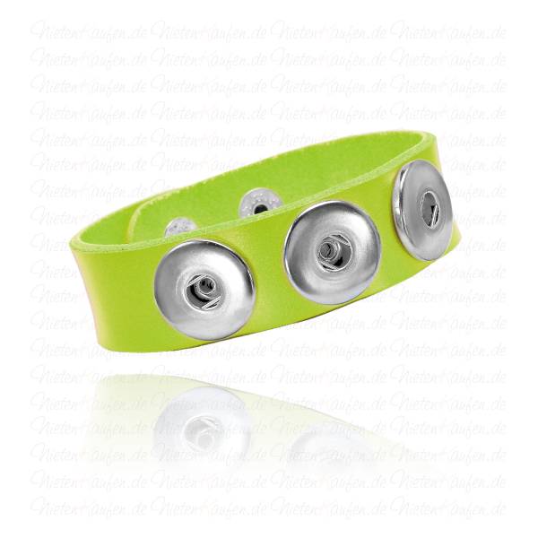 Neon Gelbes Lederarmband Für 18mm Chunks Buttons