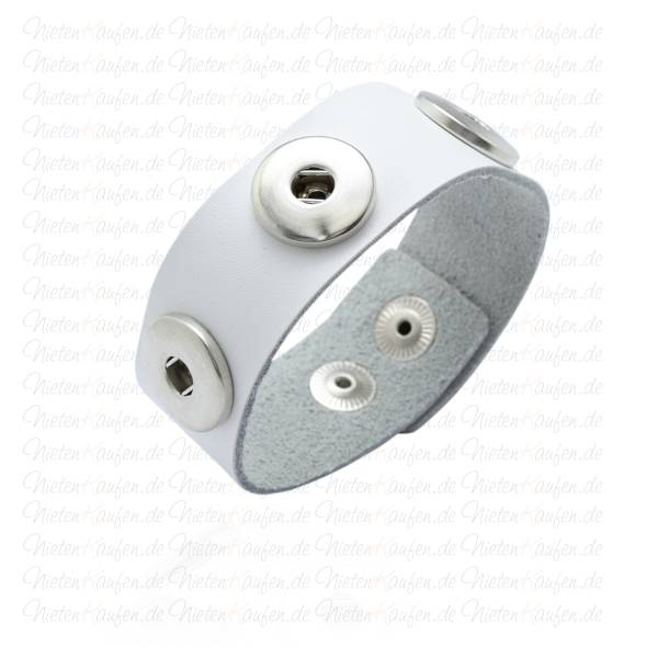 Lederarmband für Chunks - Weißes Chunk Lederarmband für Chunks Buttons Druckknöpfe