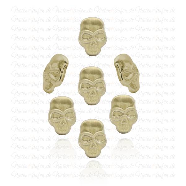 Altmessing Skull Nieten - Totenkopf Nieten - Klebenieten - Bastelnieten - Nieten zum Aufkleben - Bügelnieten - Nieten zum Aufbügeln