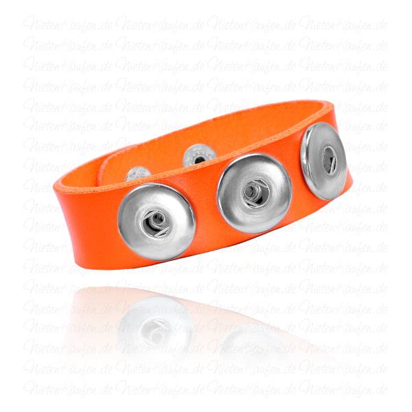 Oranges Lederarmband Für 18 mm Chunks Buttons