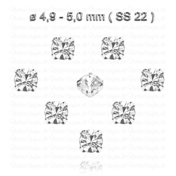 Weiße Kristall Strasssteine zum Aufnähen mit Fassung ø 4.9 mm ( SS22 )