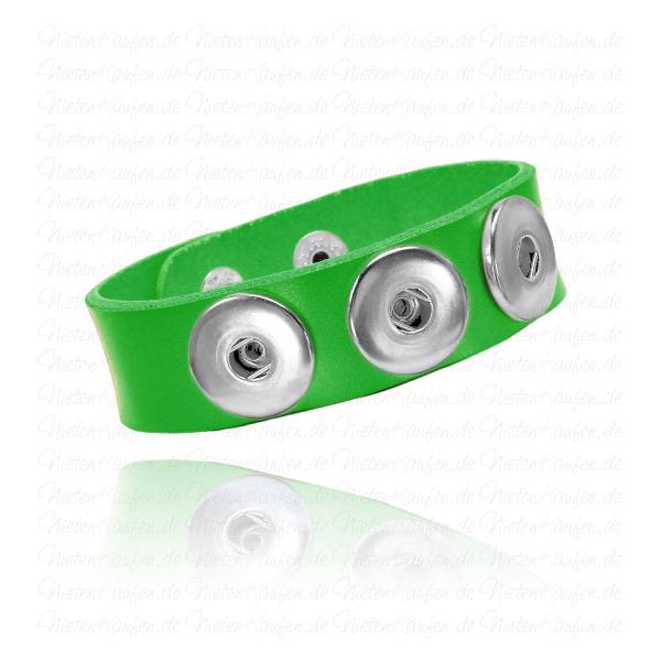 Neon Grünes Lederarmband Für 18 mm Chunks Buttons