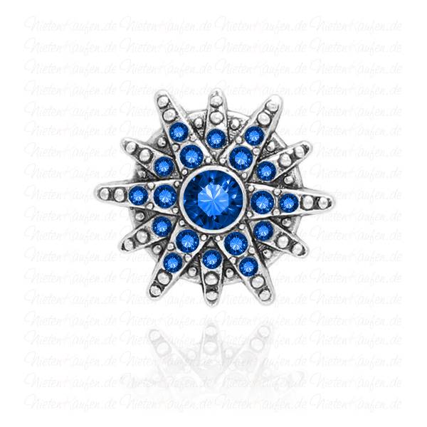 Sternen Chunk Button aus Metall mit Blauen Zirkoniasteinen