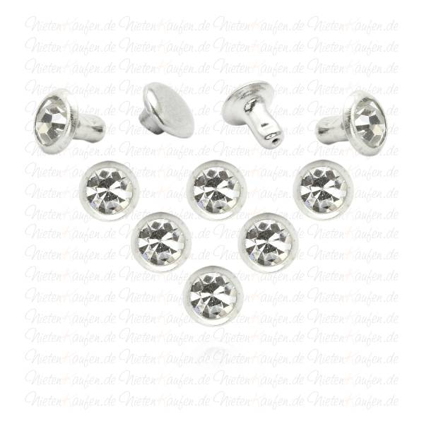 6 mm Chatonnieten - Strassnieten - Hohlnieten Silber Weiß